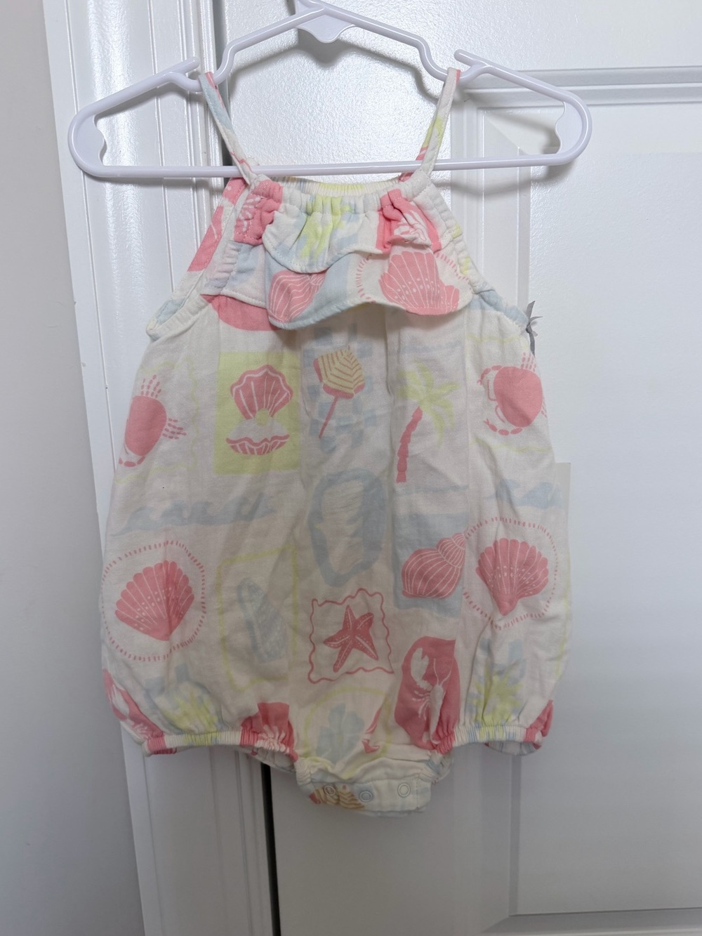 Cloud Island Pink Seashell Print Baby Romper